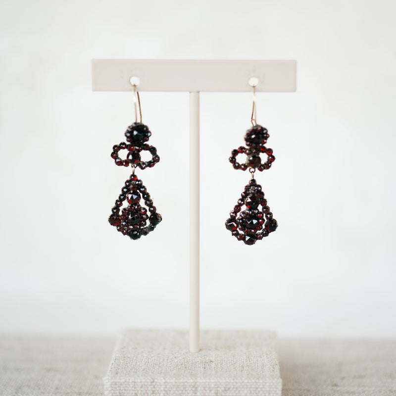 Bohemian Garnet Dangle Earrings