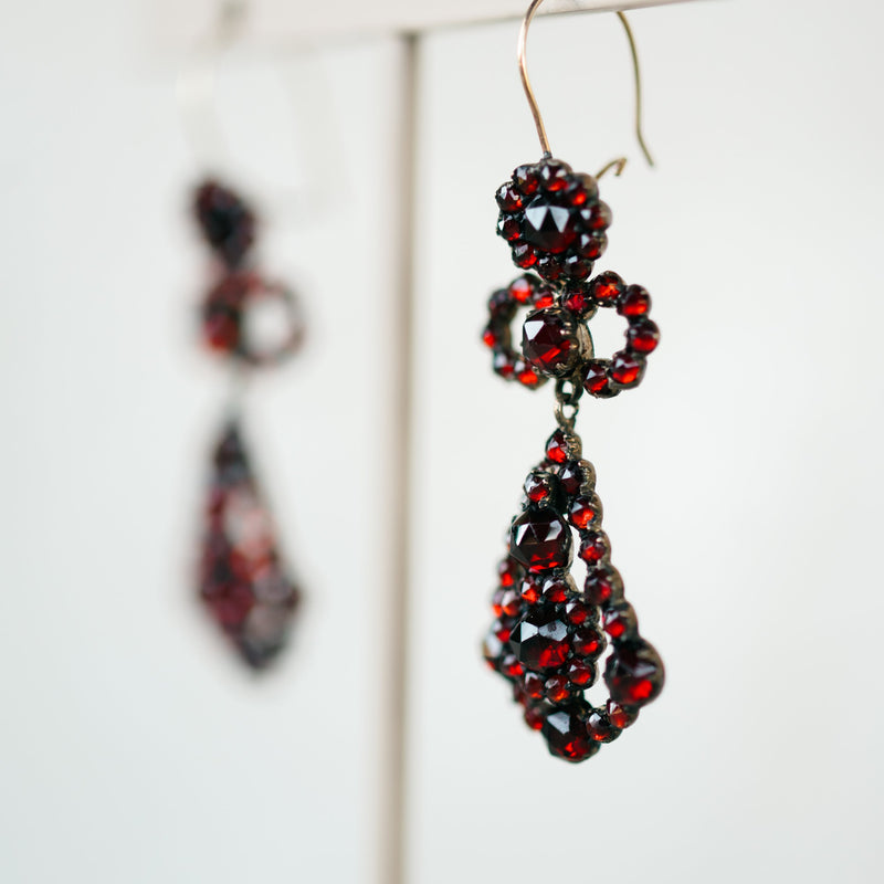 Bohemian Garnet Dangle Earrings