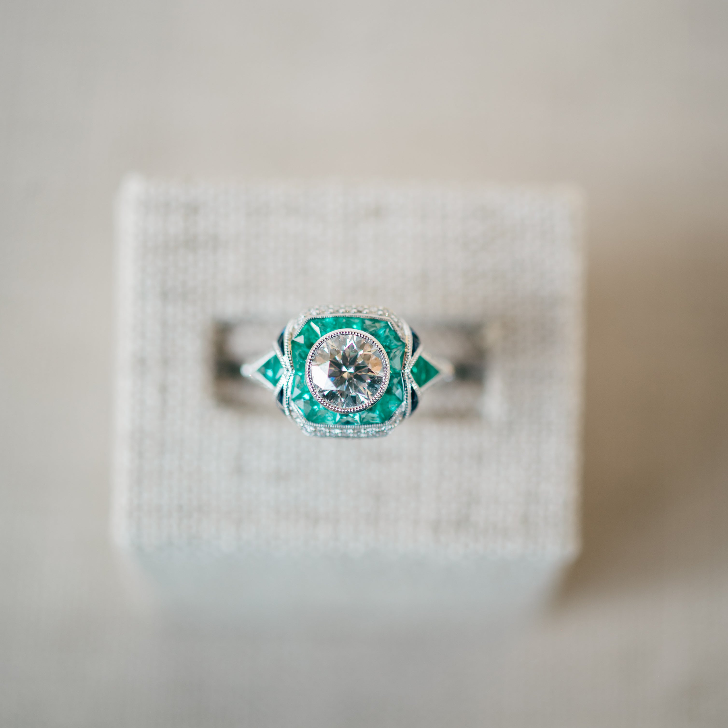 Diamond, Emerald and Sapphire Ring