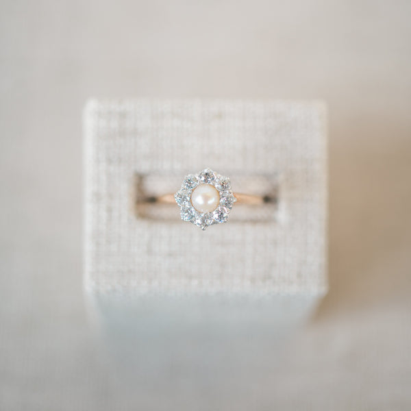 Victorian Diamond and Pearl Ring