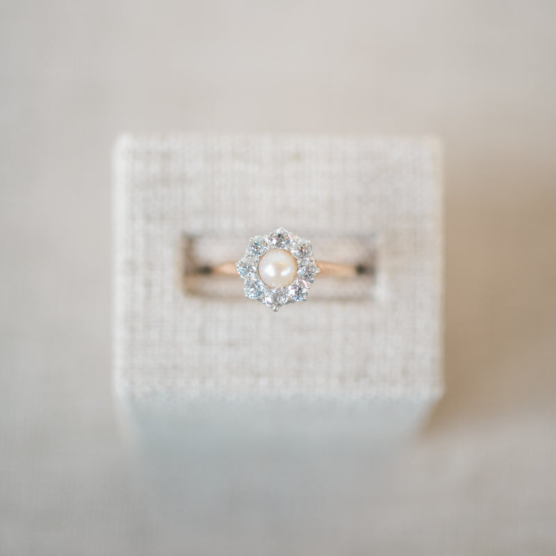 Victorian Diamond and Pearl Ring