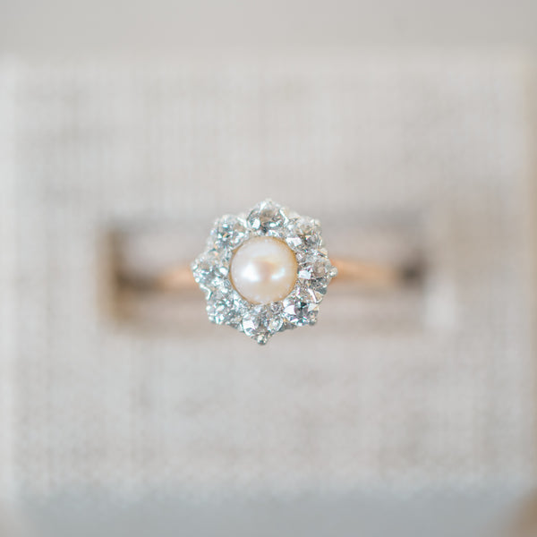 Victorian Diamond and Pearl Ring