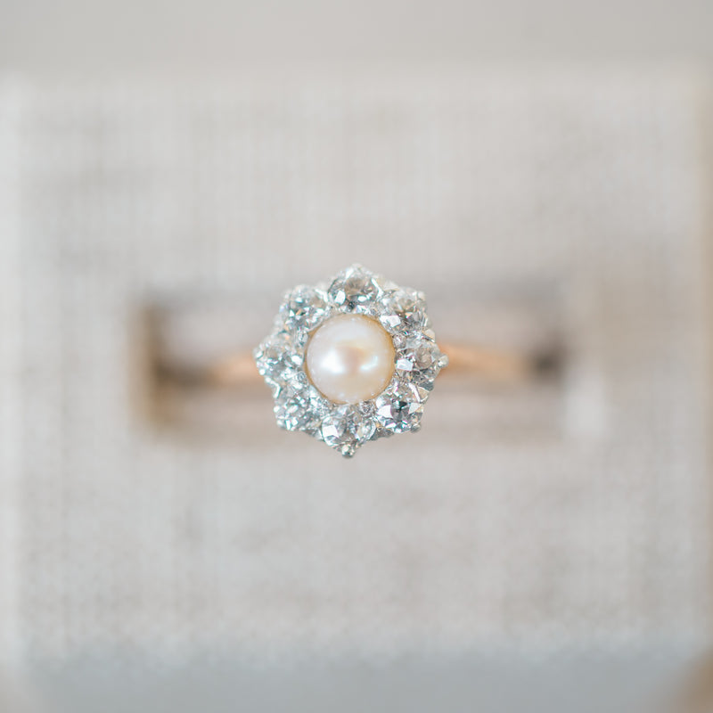 Victorian Diamond and Pearl Ring