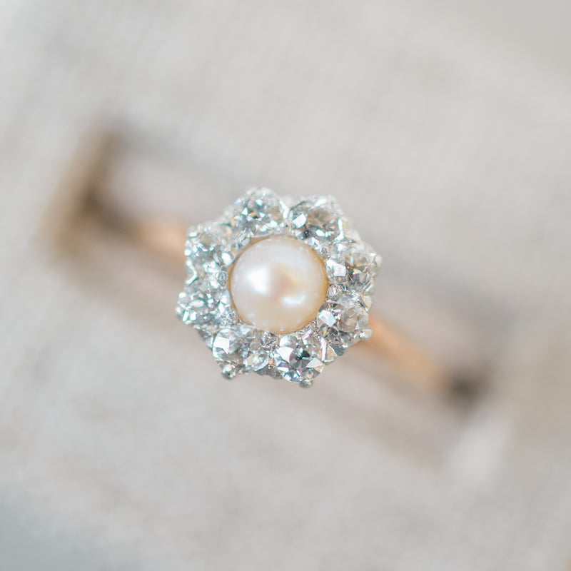Victorian Diamond and Pearl Ring