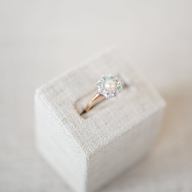 Victorian Diamond and Pearl Ring