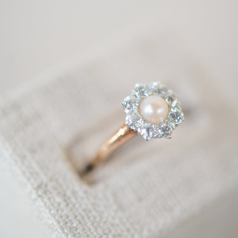 Victorian Diamond and Pearl Ring