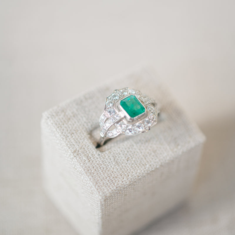 Emerald and Diamond Estate Ring