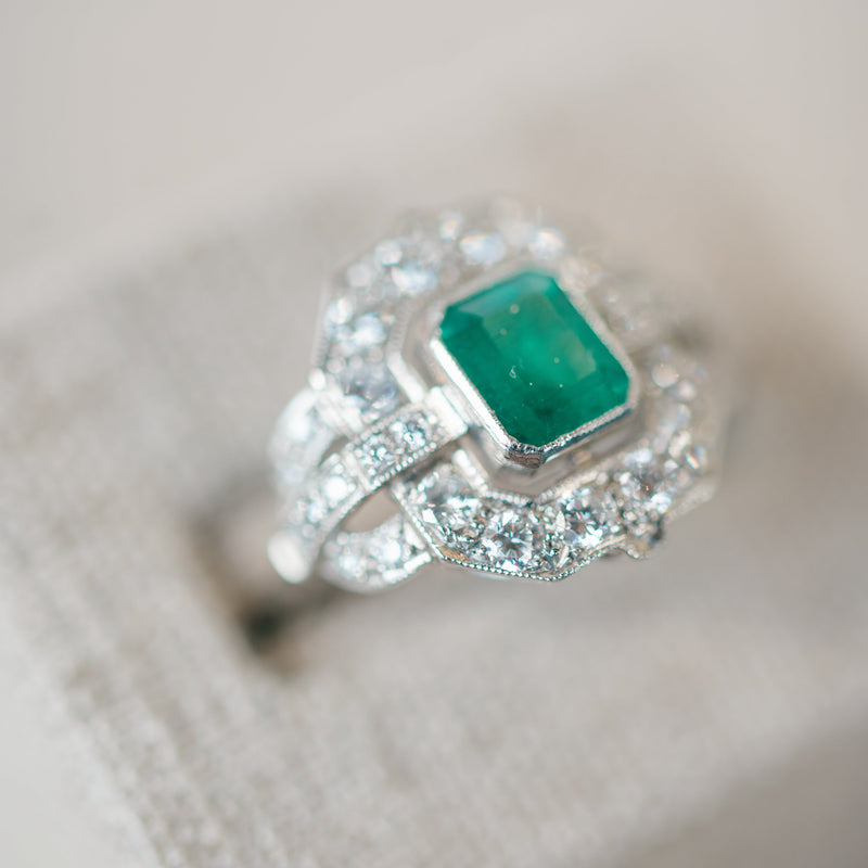 Emerald and Diamond Estate Ring