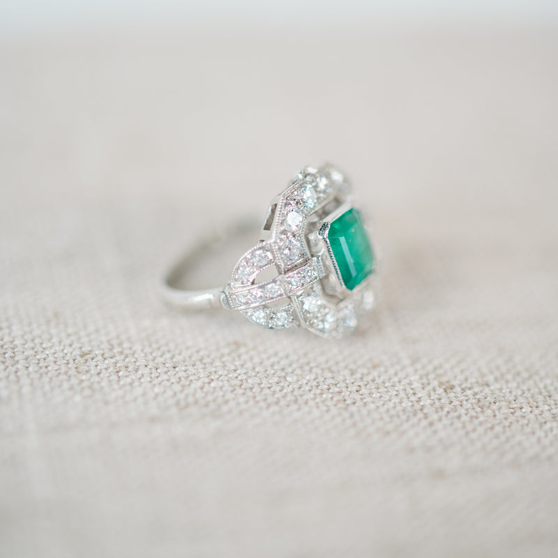 Emerald and Diamond Estate Ring