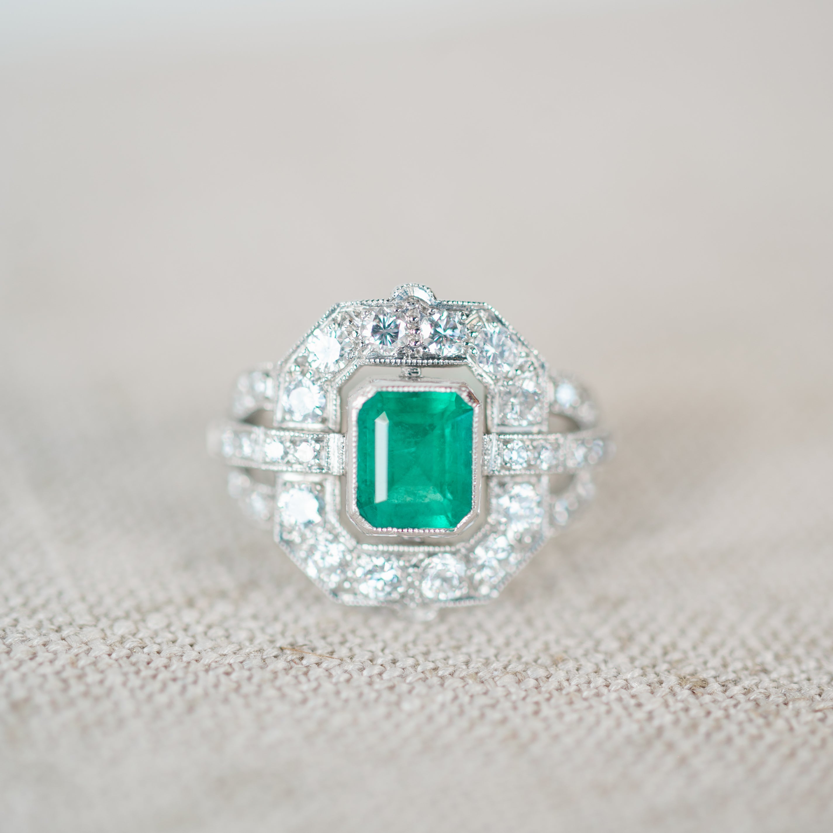 Emerald and Diamond Estate Ring