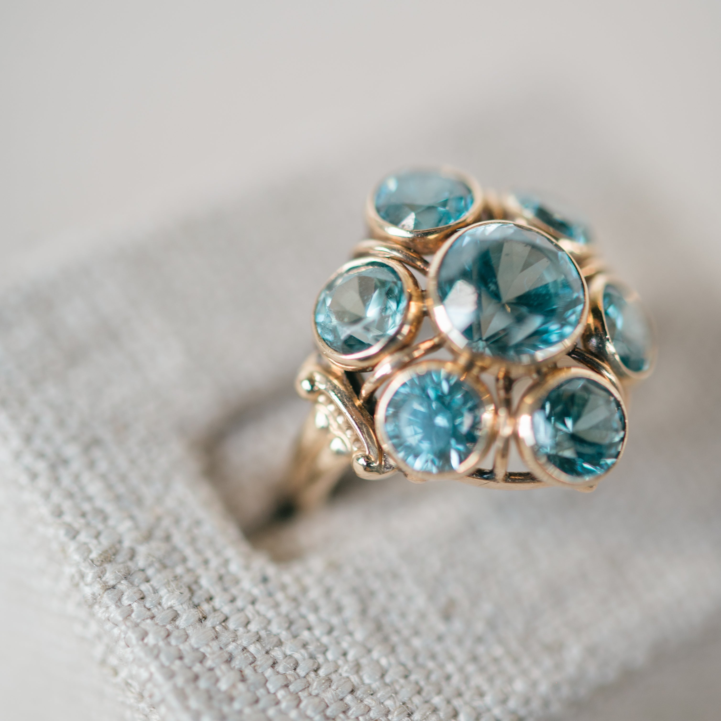Blue Zircon Bezel Ring