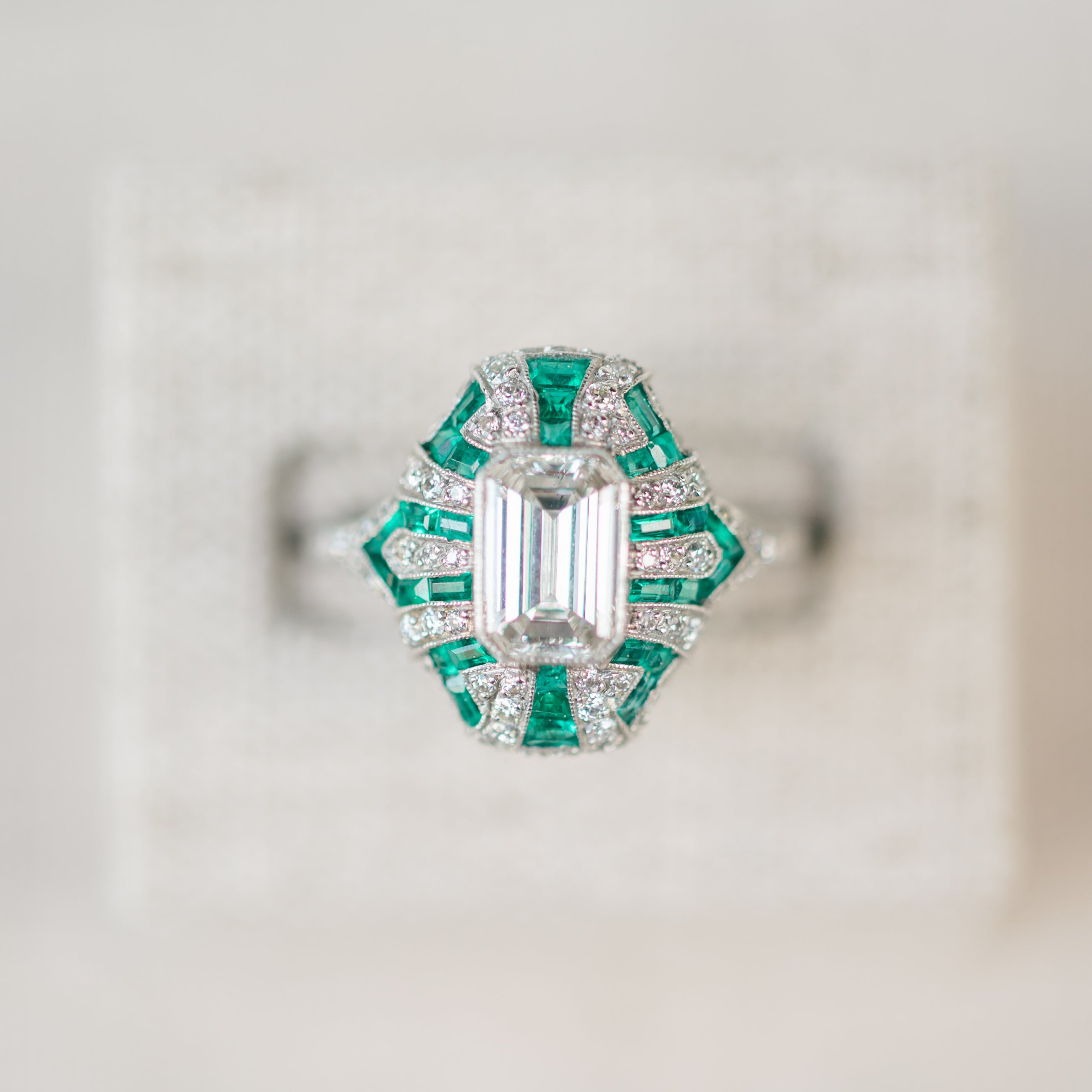 Art Deco Diamond and Emerald Ring