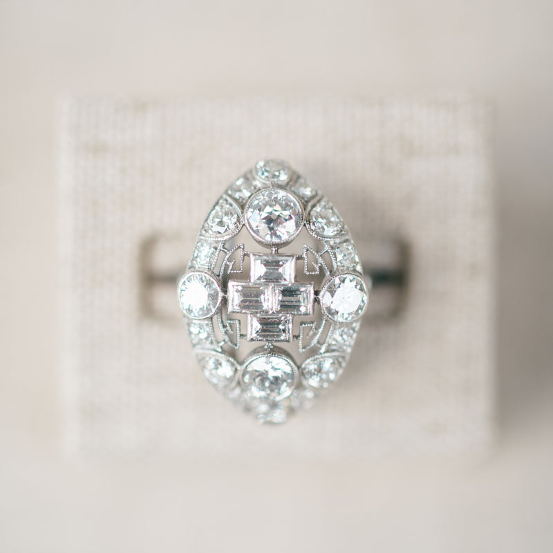Art Deco Custom Handmade Diamond RIng
