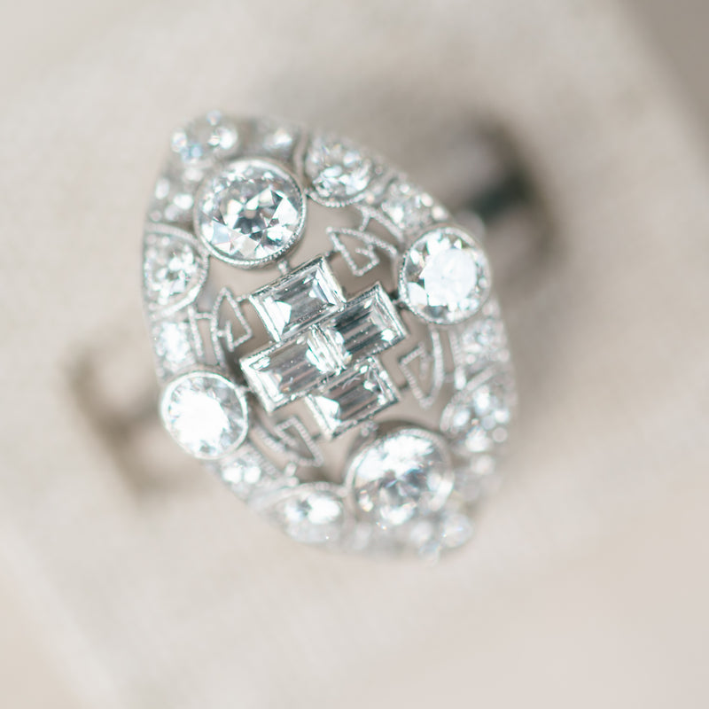 Art Deco Custom Handmade Diamond RIng
