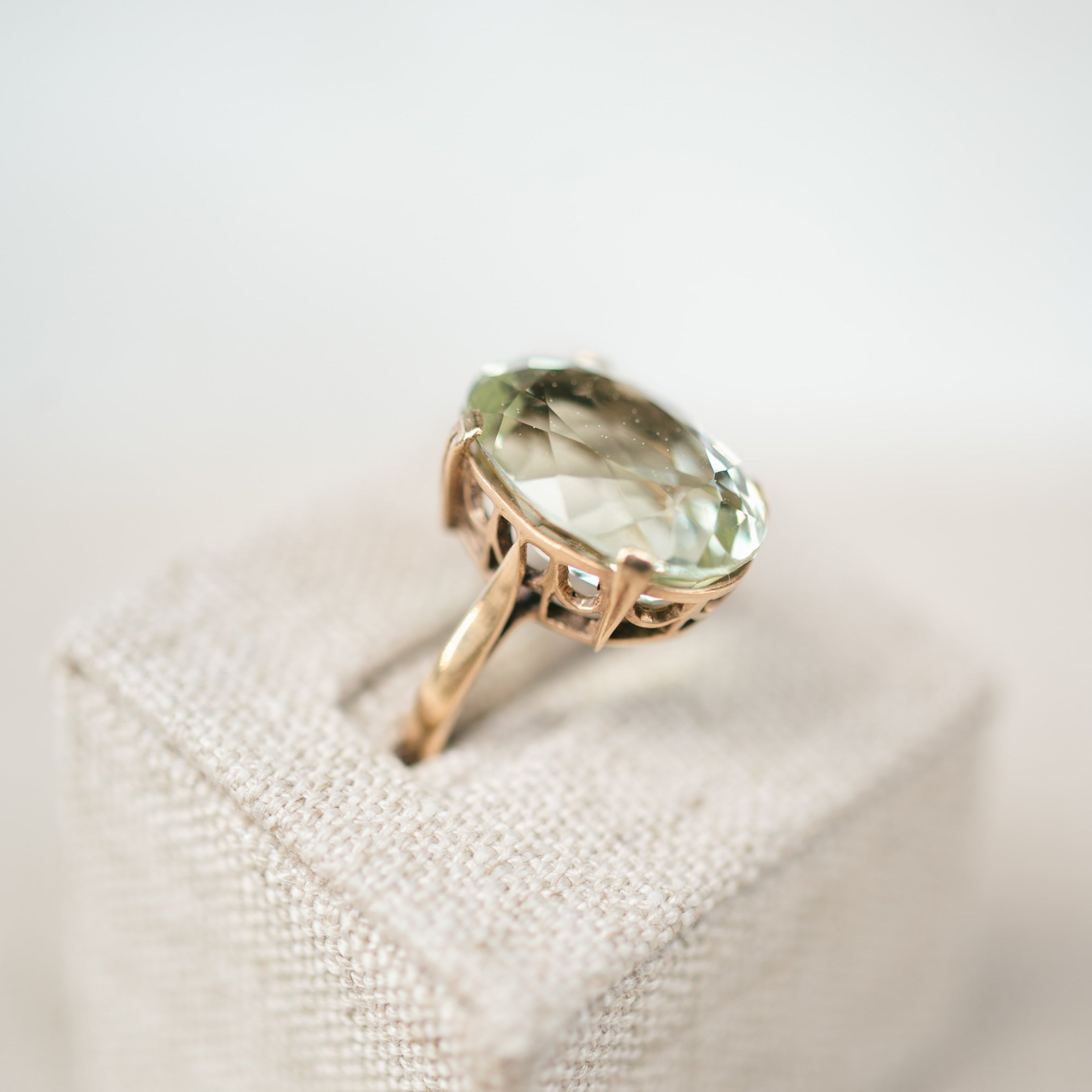 Victorian Oval Green Quartz Ring