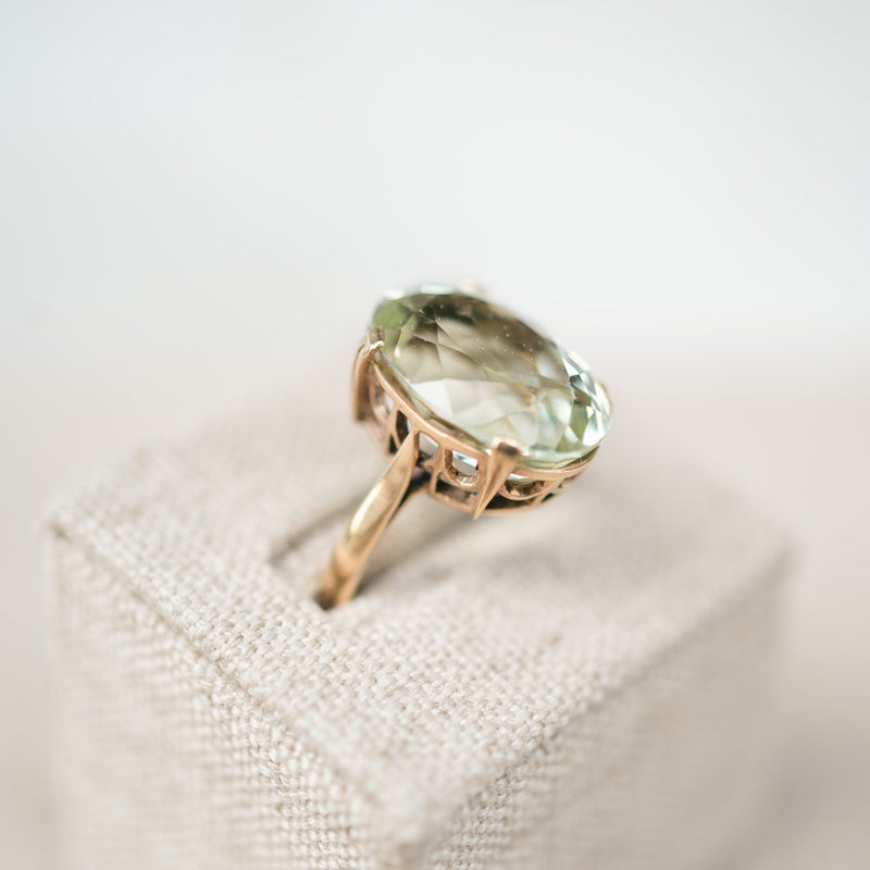 Victorian Oval Green Quartz Ring