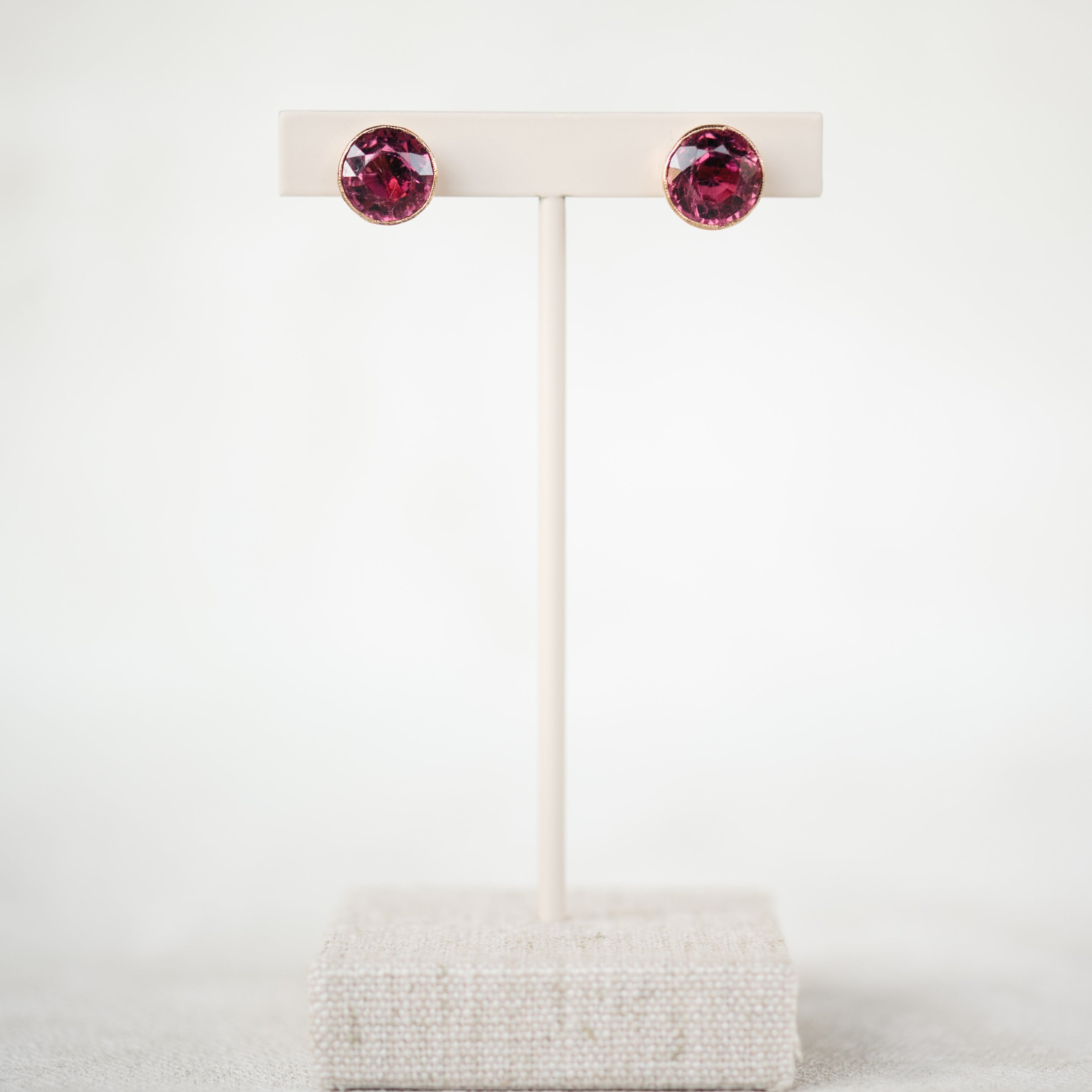 Pink Tourmaline Vintage Studs