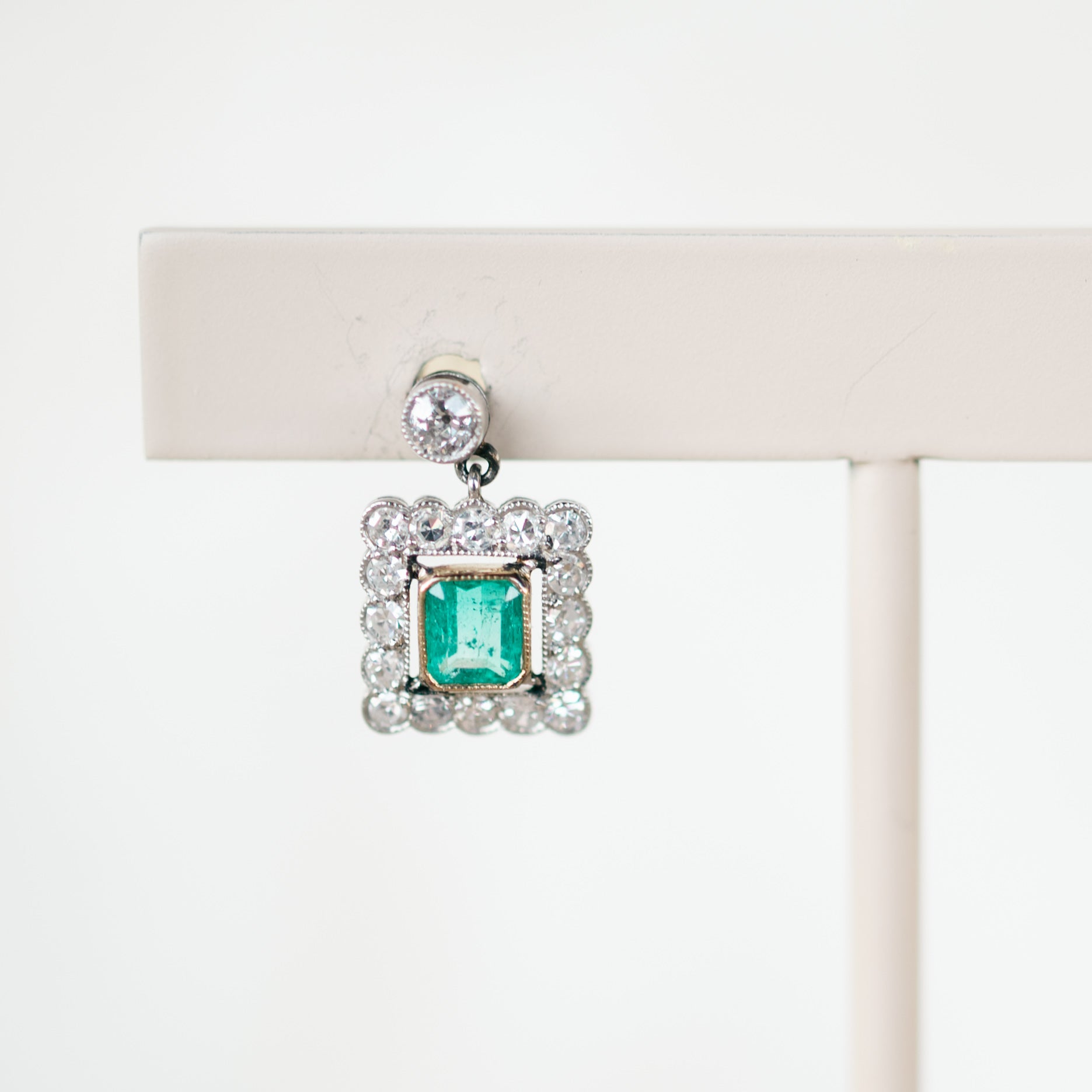 Diamond and Emerald Dangle Earrings