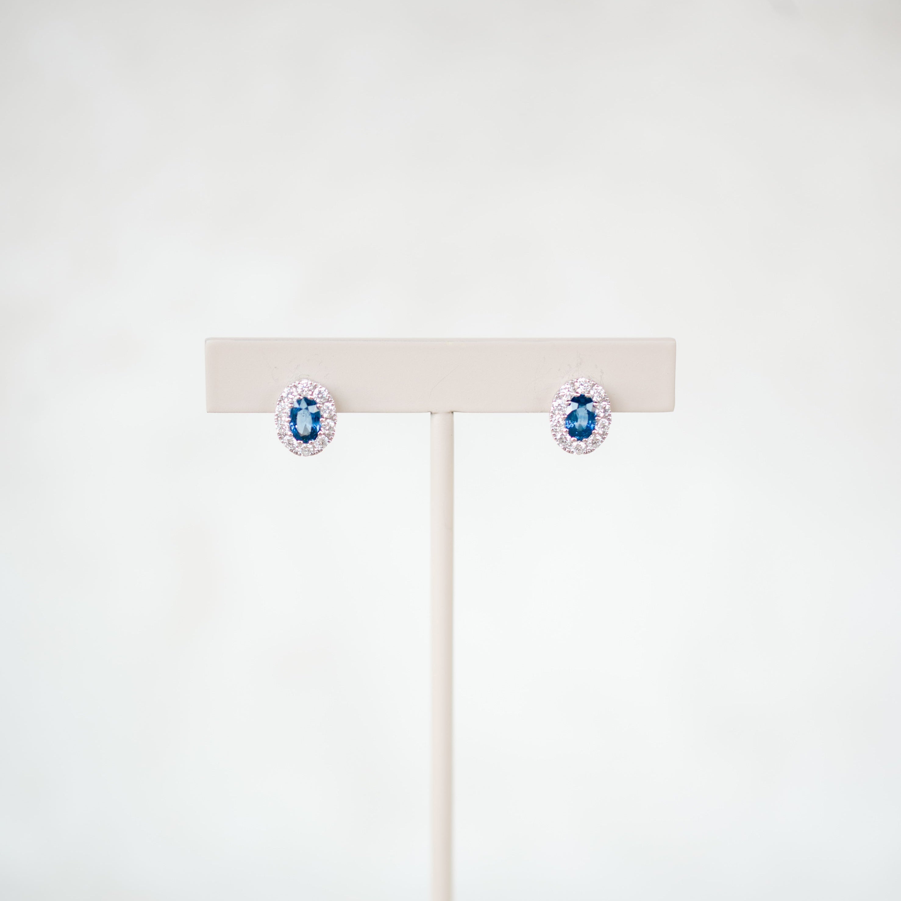 Sapphire and Diamond Halo Earrings