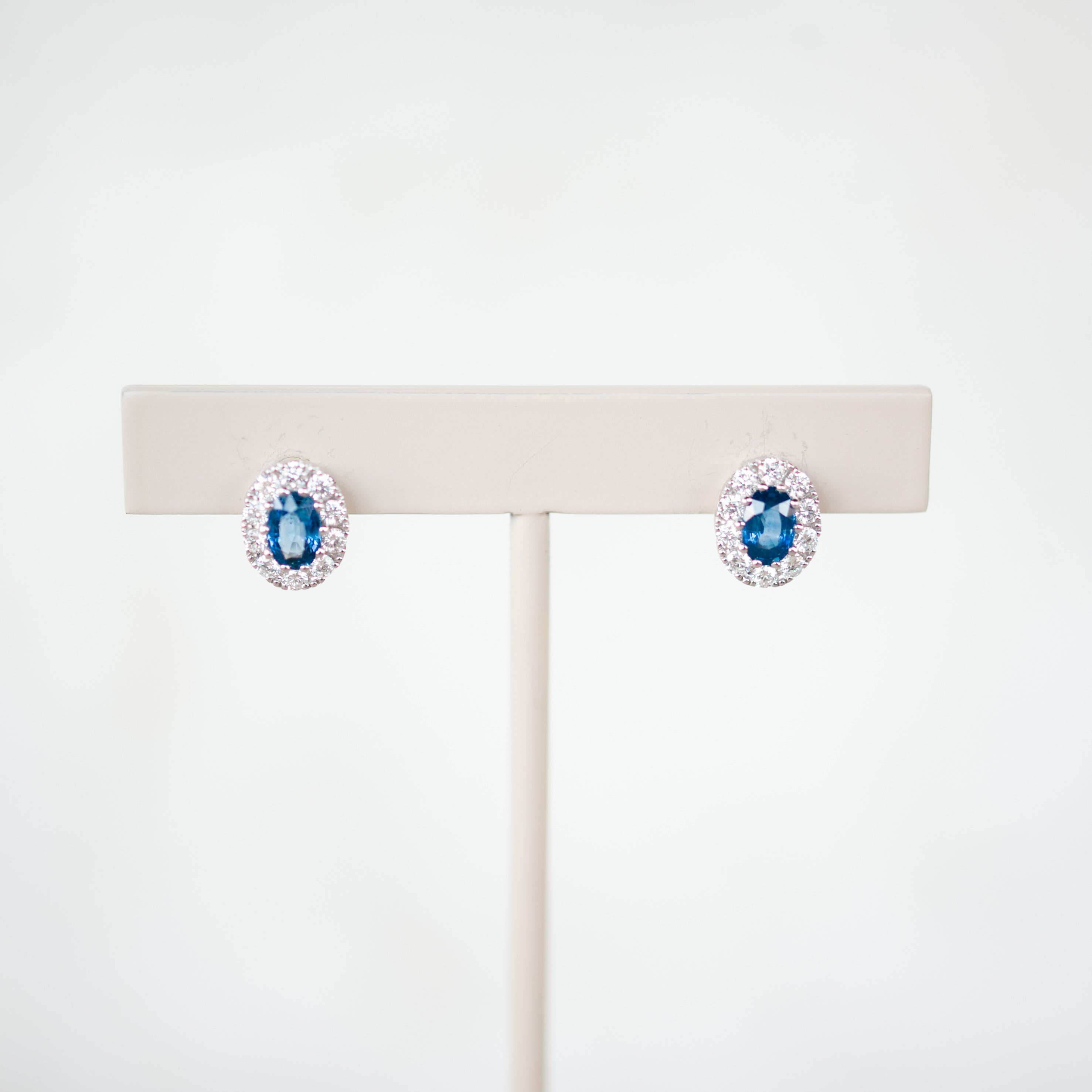 Sapphire and Diamond Halo Earrings
