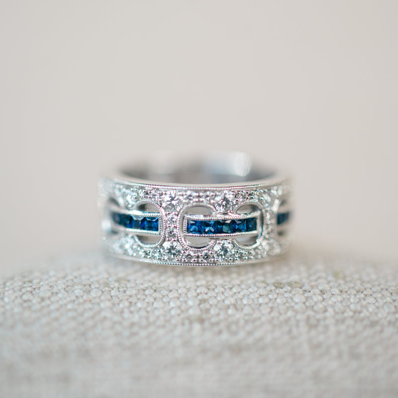 Diamond and Woven Sapphire Band