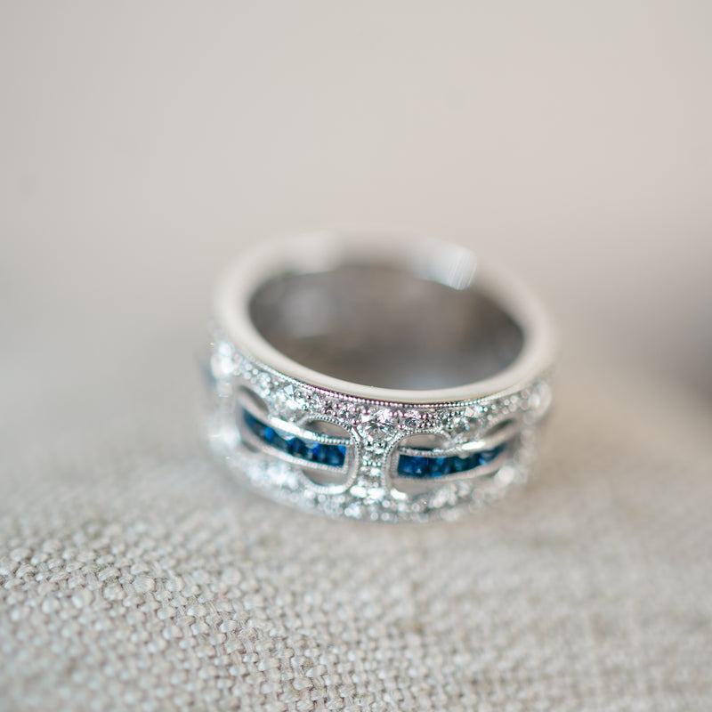 Diamond and Woven Sapphire Band