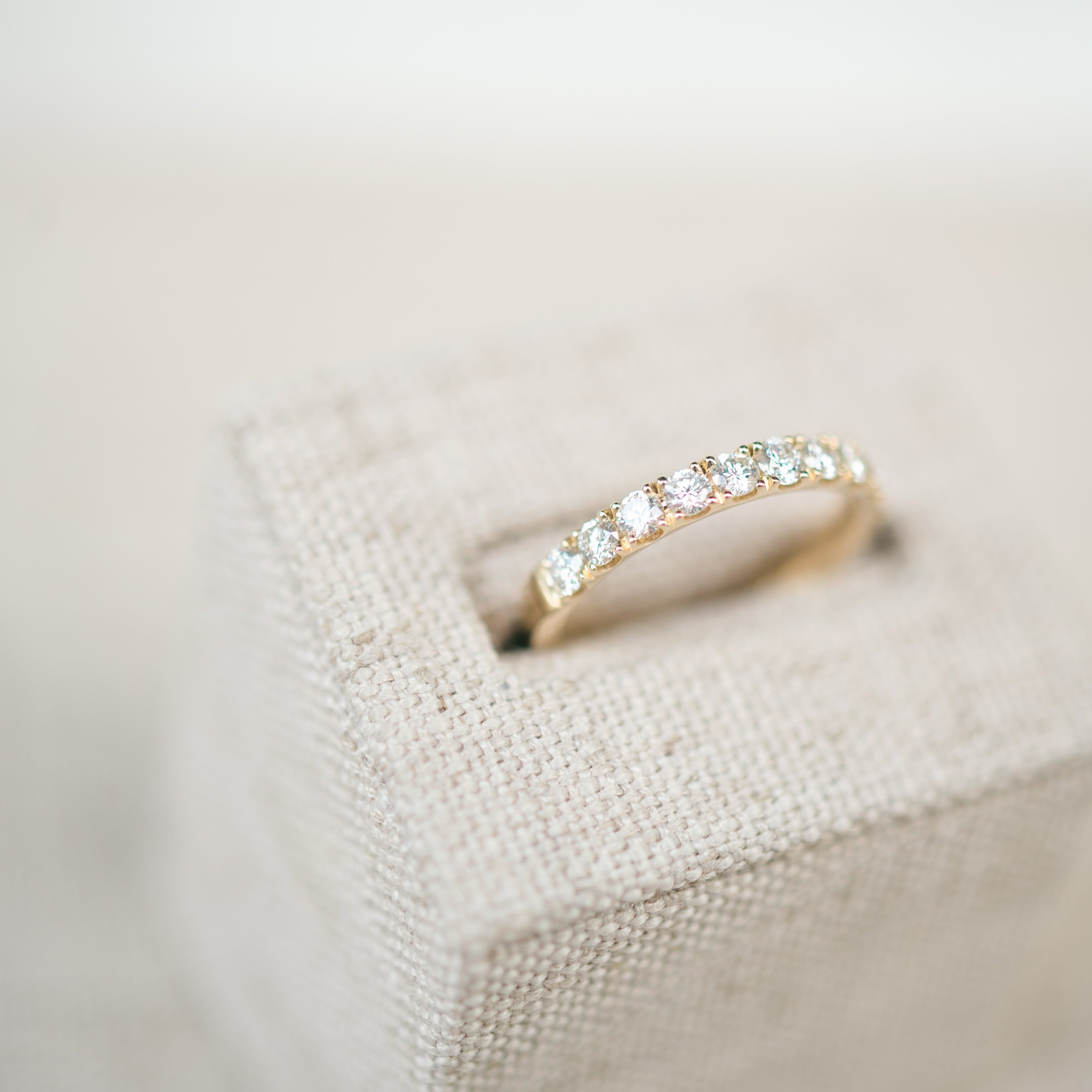 0.75ct yellow gold round diamond half eternity band