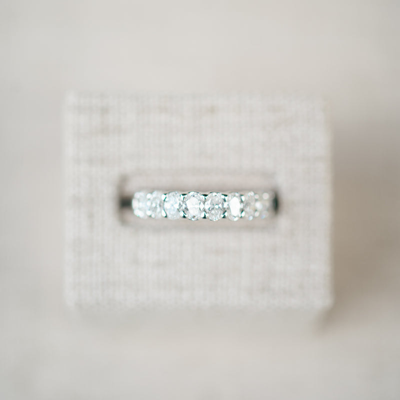 oval diamond half eternity band