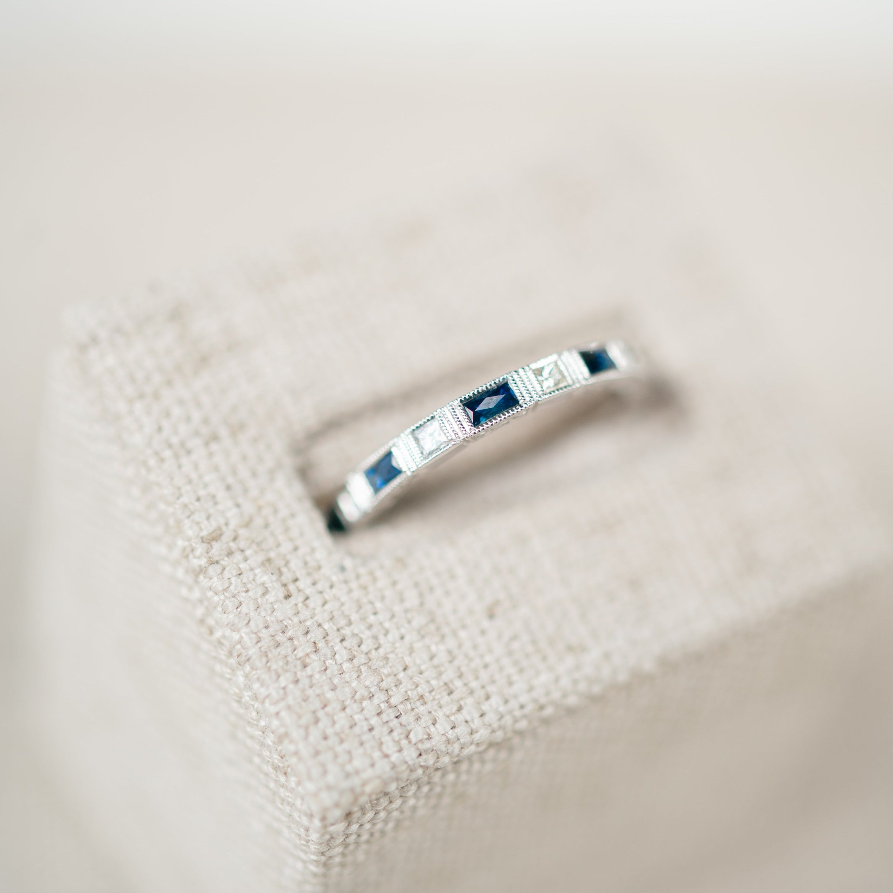 Diamond and Sapphire Baguette Band