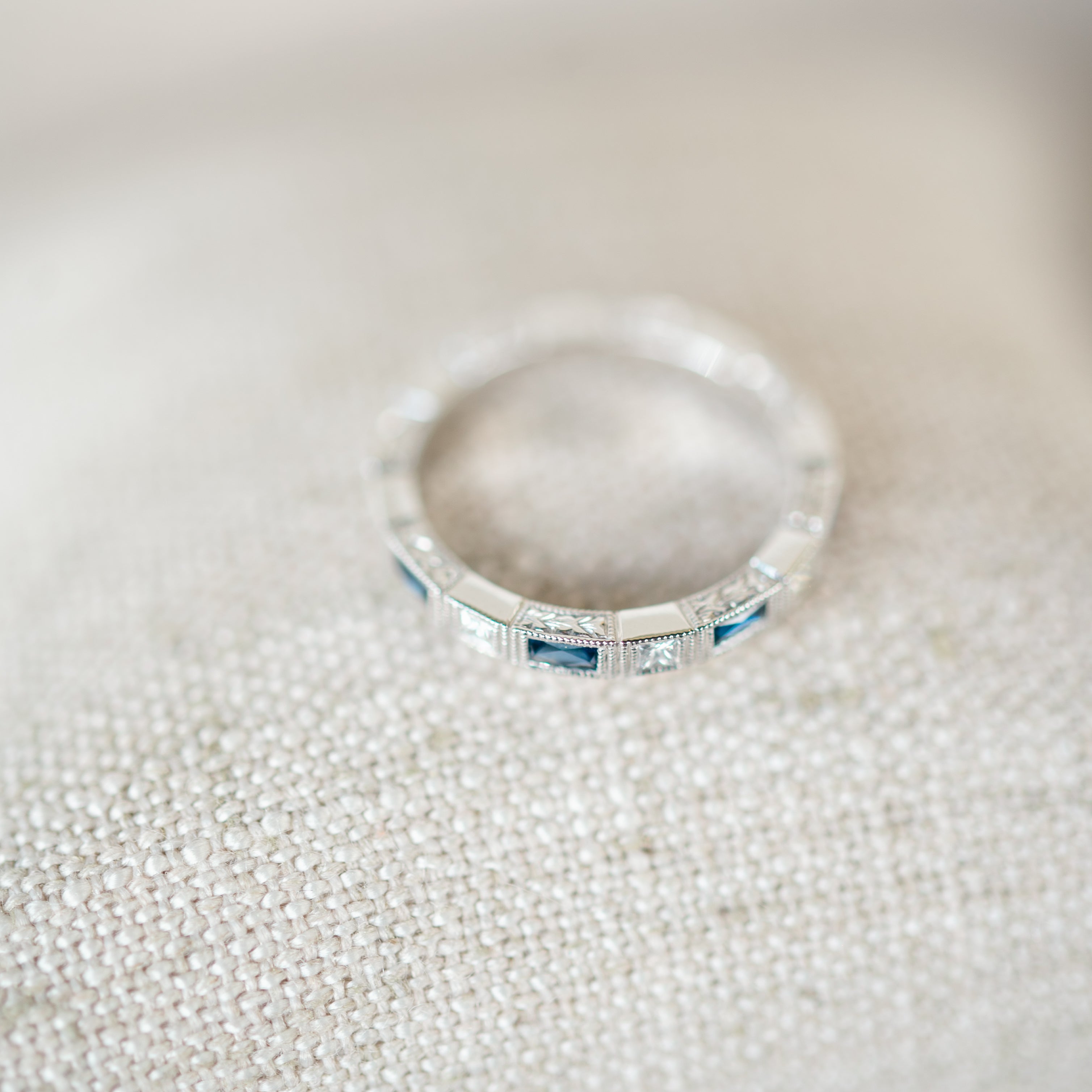 Diamond and Sapphire Baguette Band