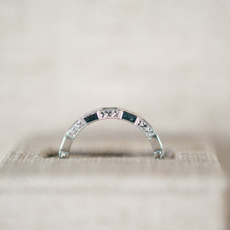 Princess Cut Diamond and Sapphire Half Eternity Band
