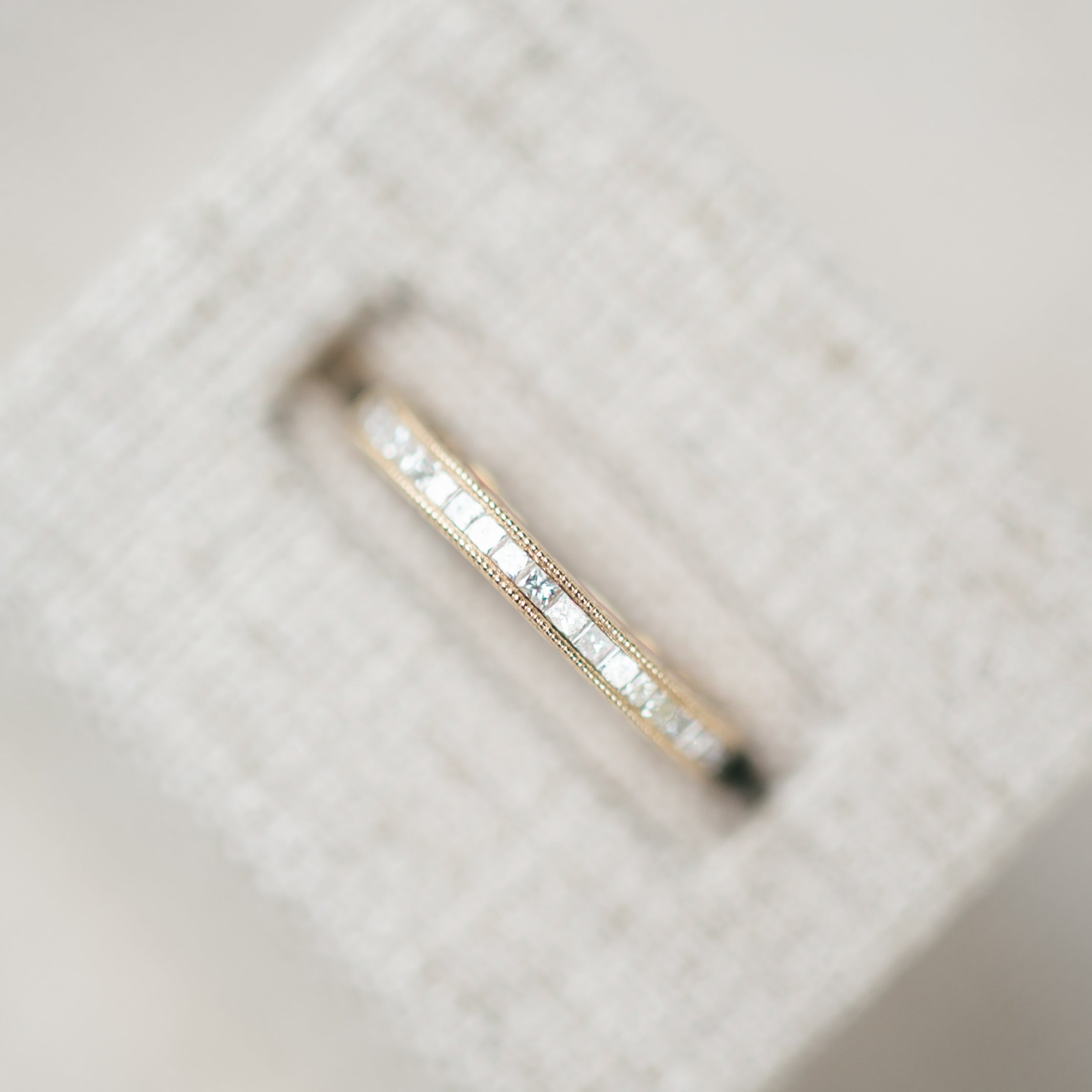 Princess Cut Half Eternity Band, yellow gold