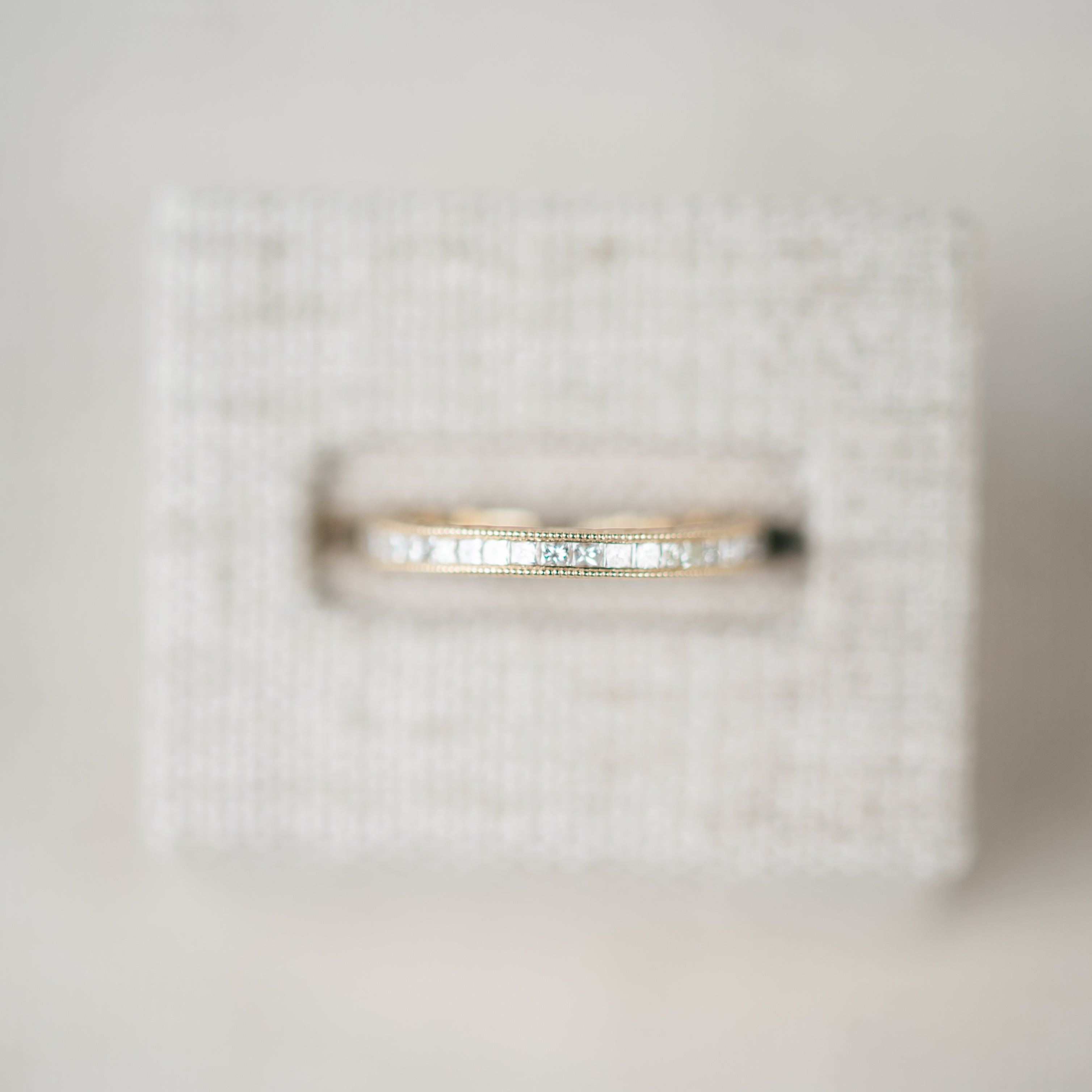 Princess Cut Half Eternity Band, yellow gold
