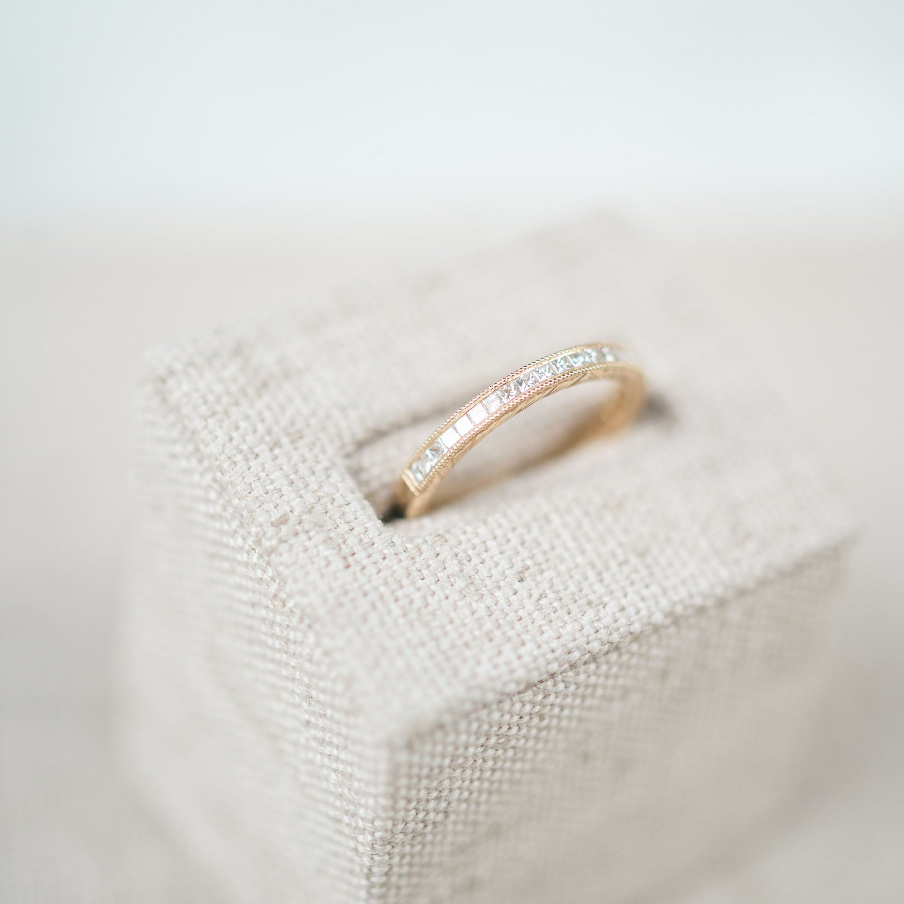 Princess Cut Half Eternity Band, yellow gold