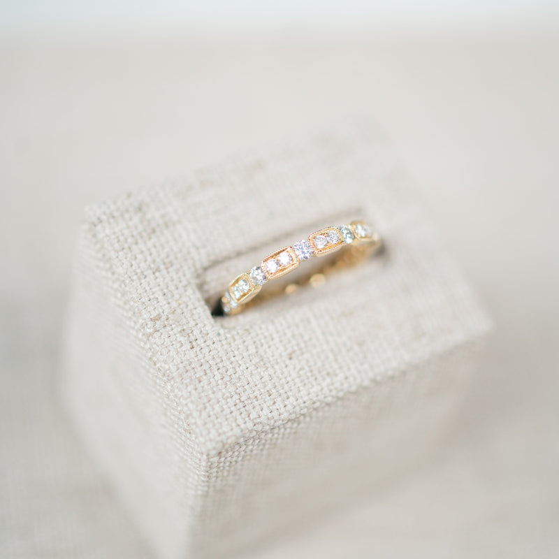 Vintage Inspired Yellow Gold Diamond Band