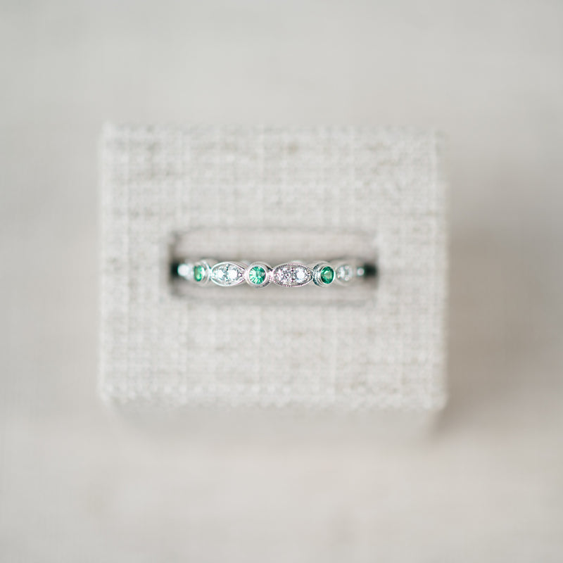 White Gold Diamond and Tsavorite Eternity Band