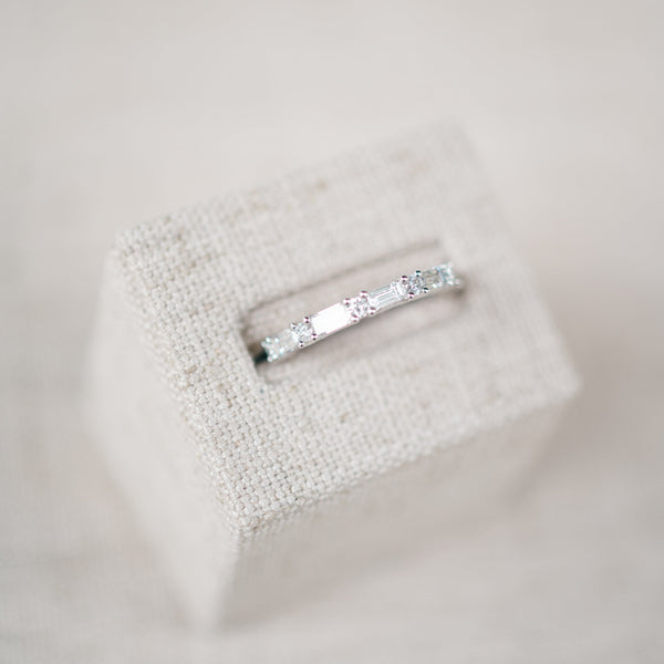 Round and Baguette Diamond Band