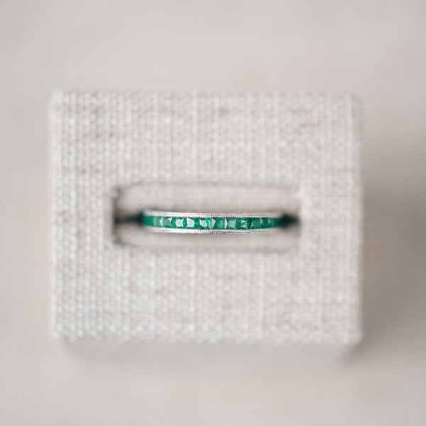 French Cut Tsavorite Eternity Wedding Band