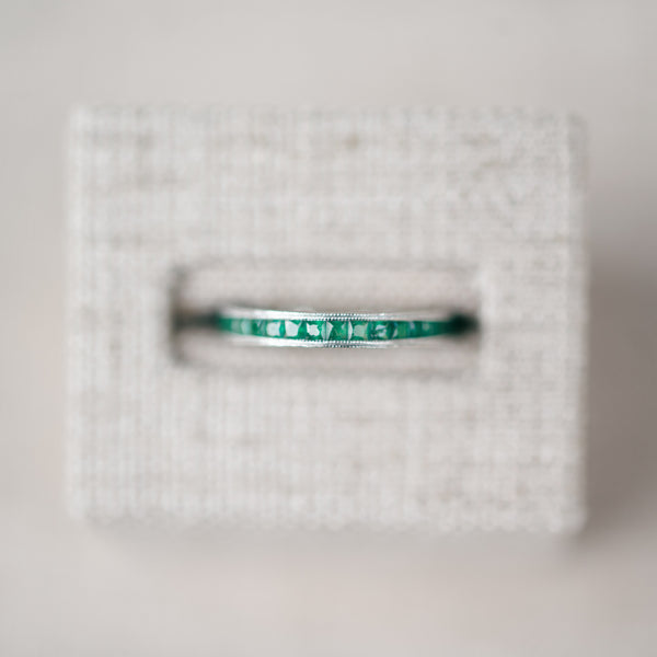 French Cut Tsavorite Eternity Wedding Band