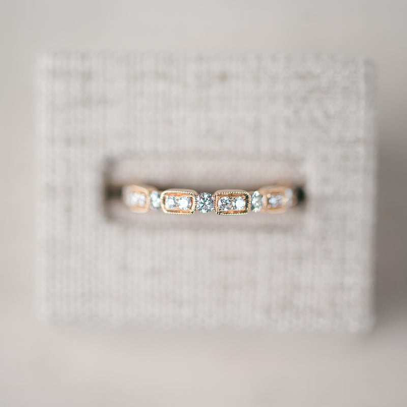 Vintage Inspired Rose Gold Diamond Band