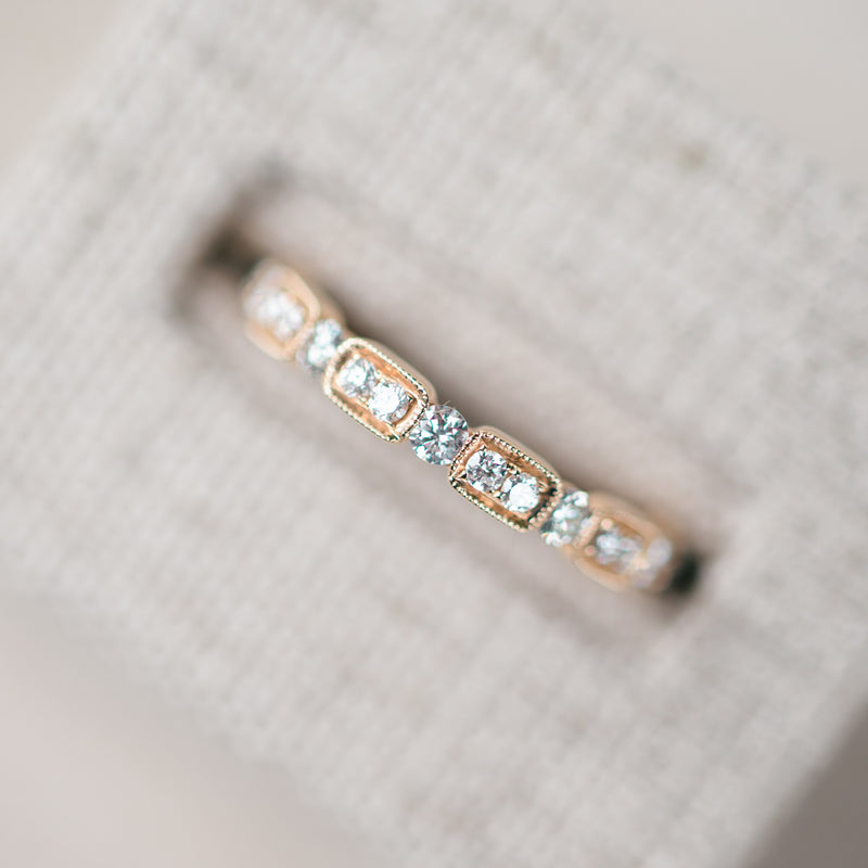 Vintage Inspired Rose Gold Diamond Band