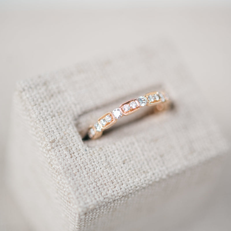 Vintage Inspired Rose Gold Diamond Band