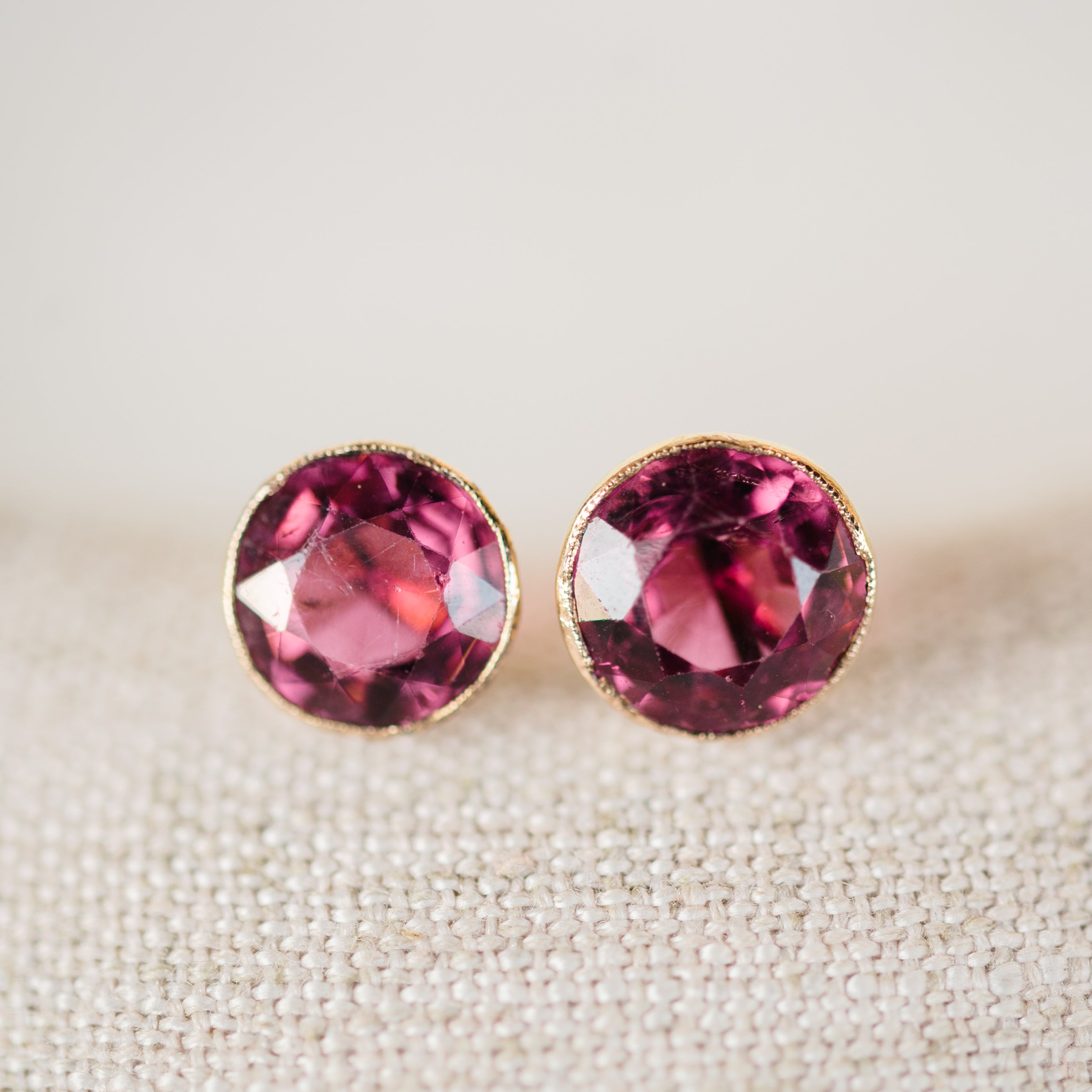 Pink Tourmaline Vintage Studs