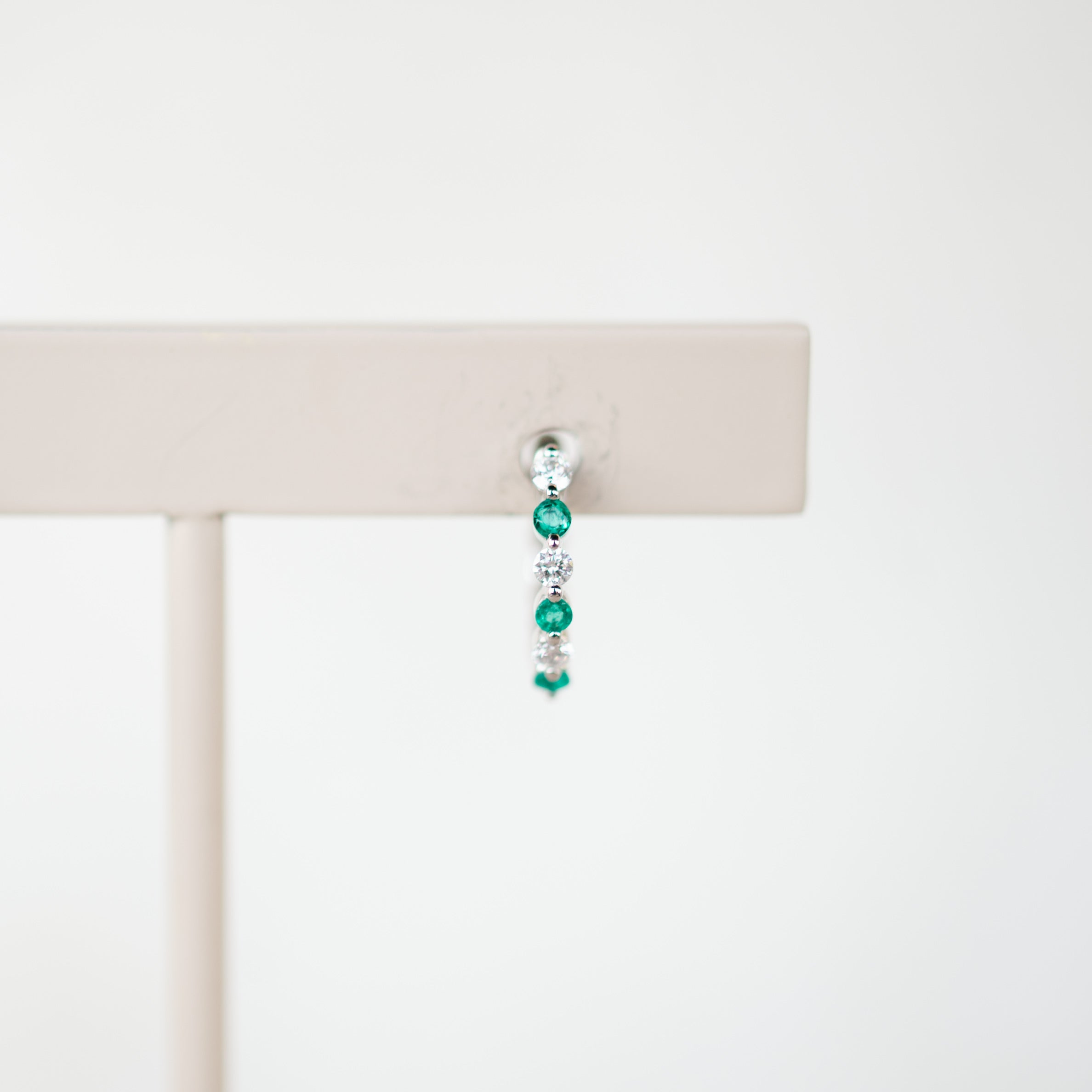 Petite Diamond and Emerald Huggies