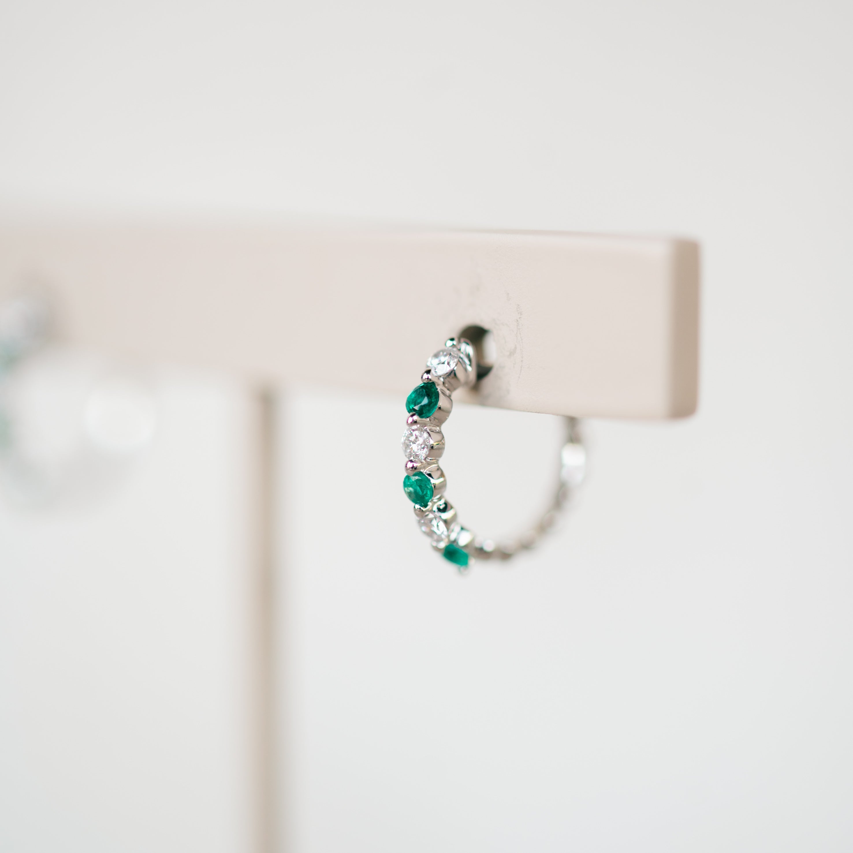 Petite Diamond and Emerald Huggies