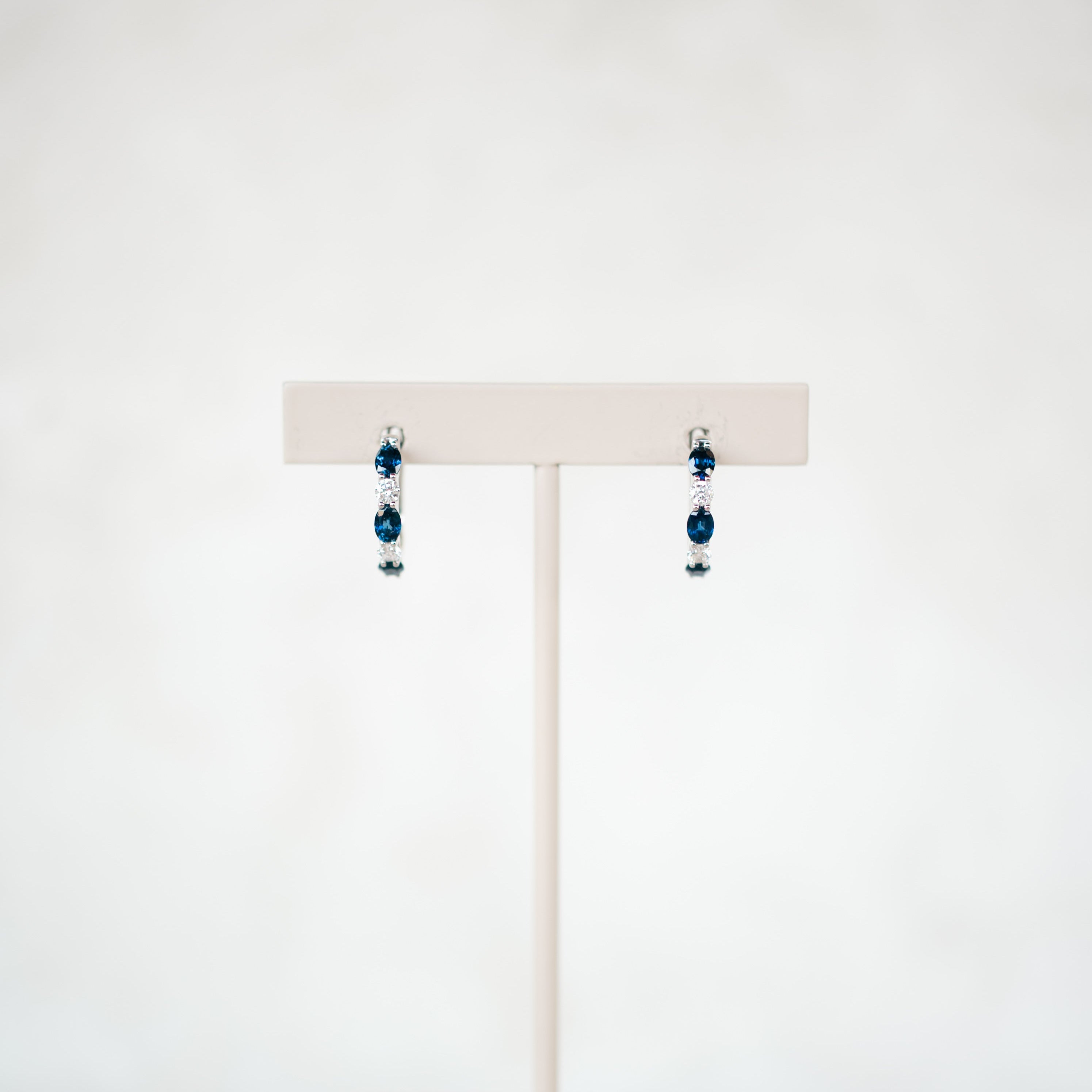 oval sapphire and diamond hoops