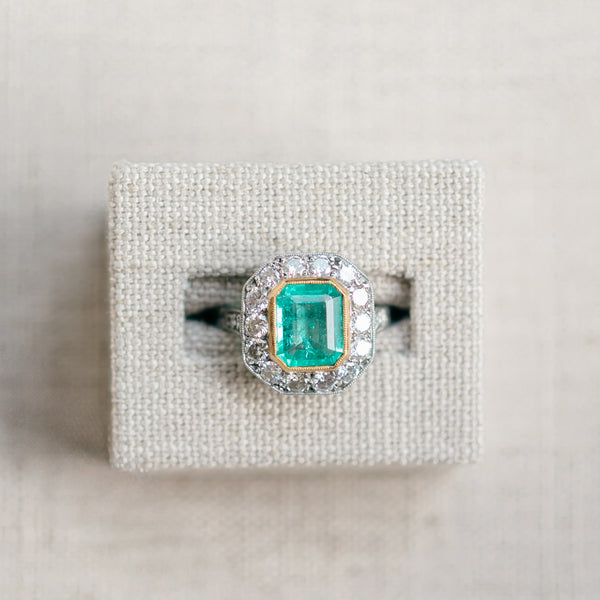 emerald and diamond ring