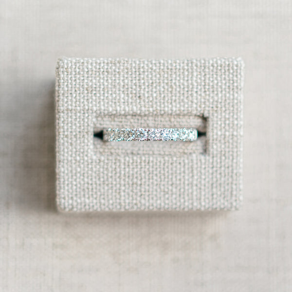 0.75ct french set diamond half eternity band white gold