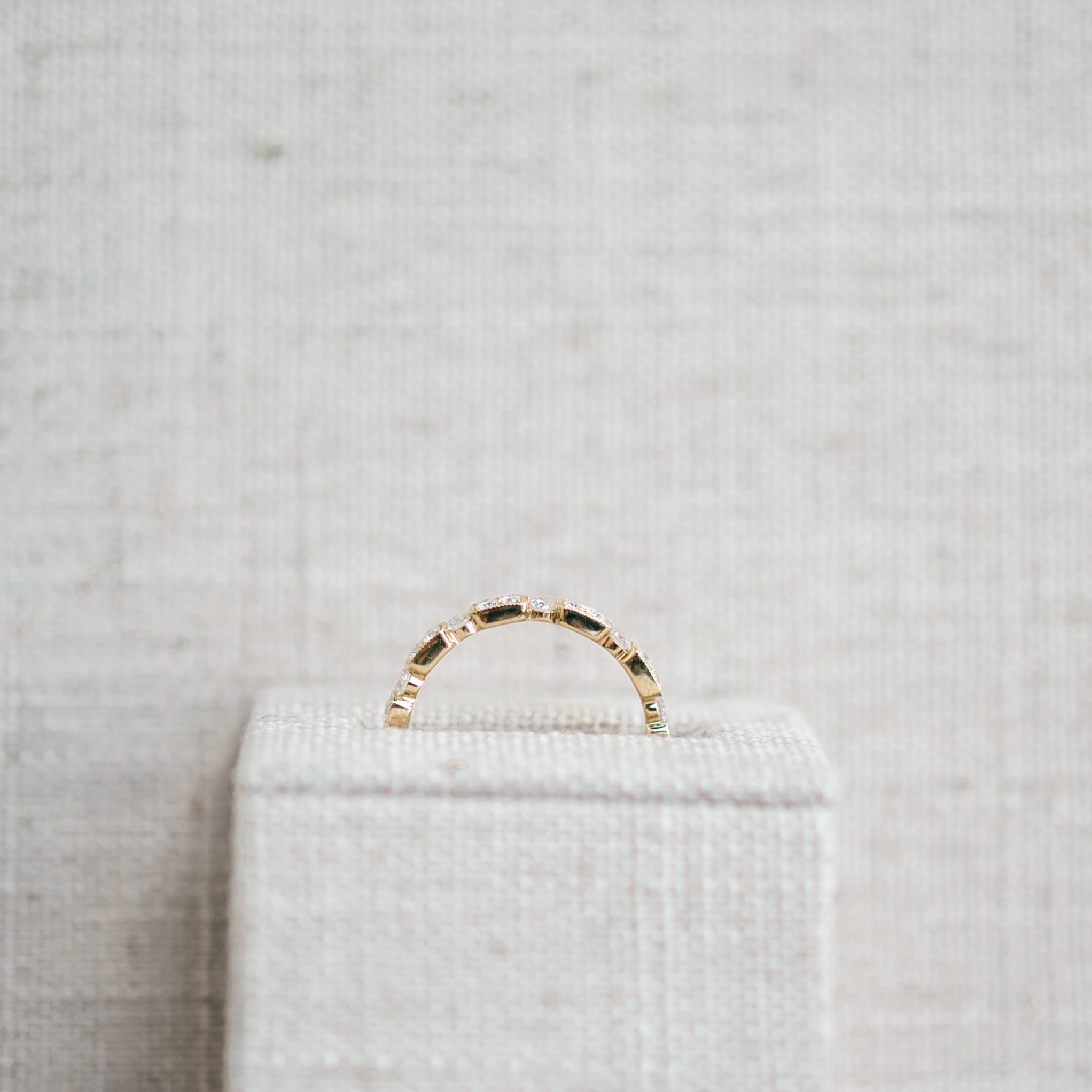 Vintage Inspired Yellow Gold Diamond Band