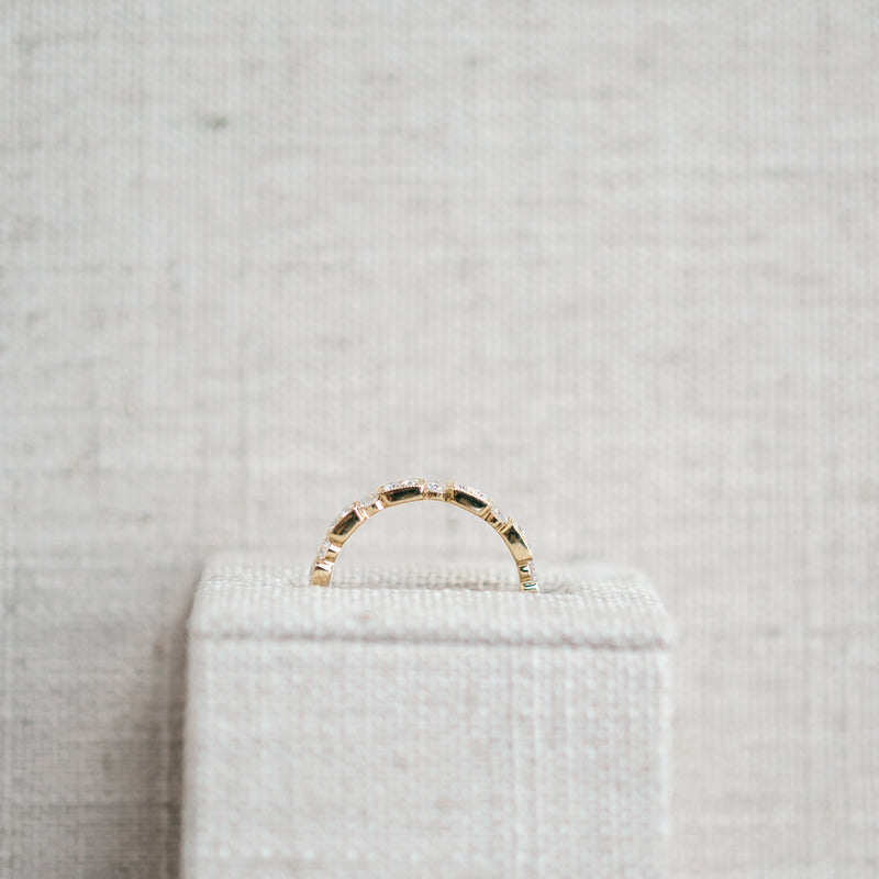 Vintage Inspired Yellow Gold Diamond Band